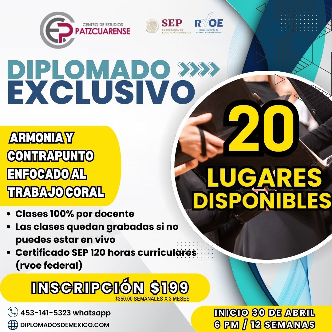Diplomado en Armonía y contrapunto con enfoque al trabajo coral.